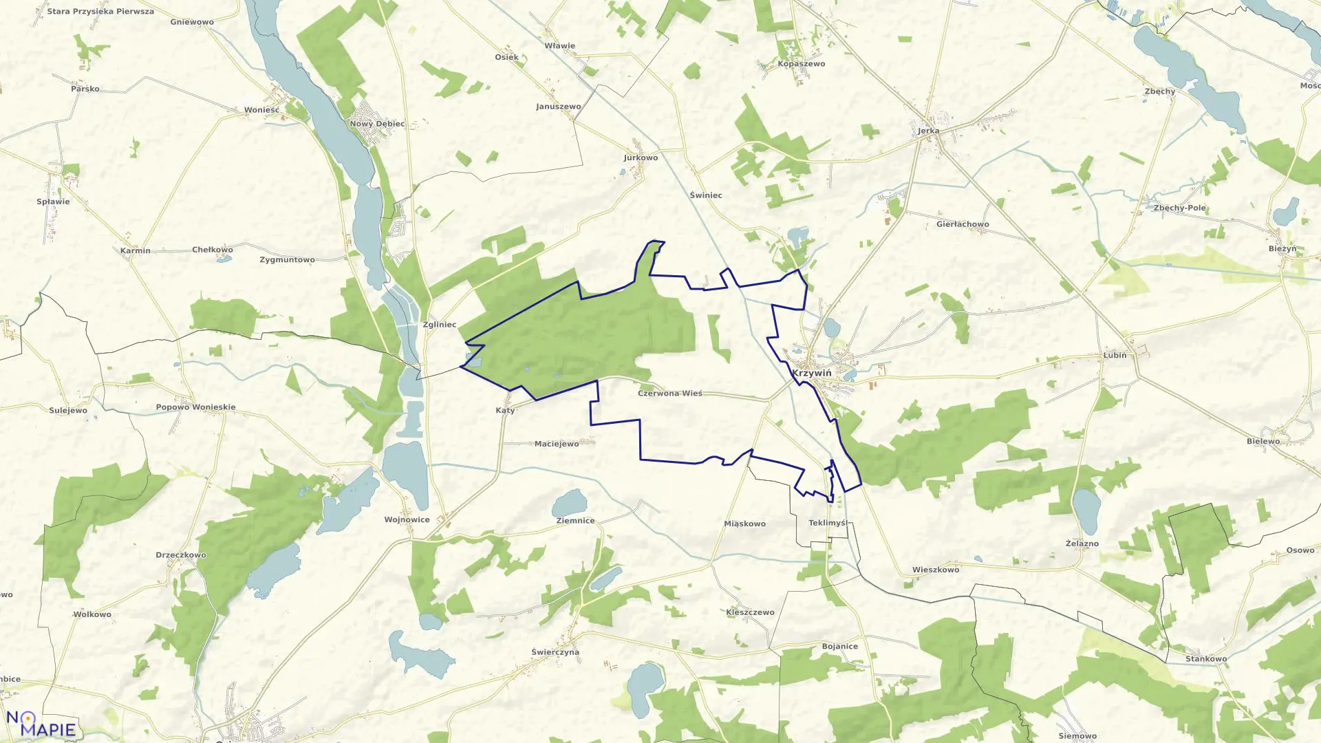 Mapa obrębu CZERWONA WIEŚ w gminie Krzywiń