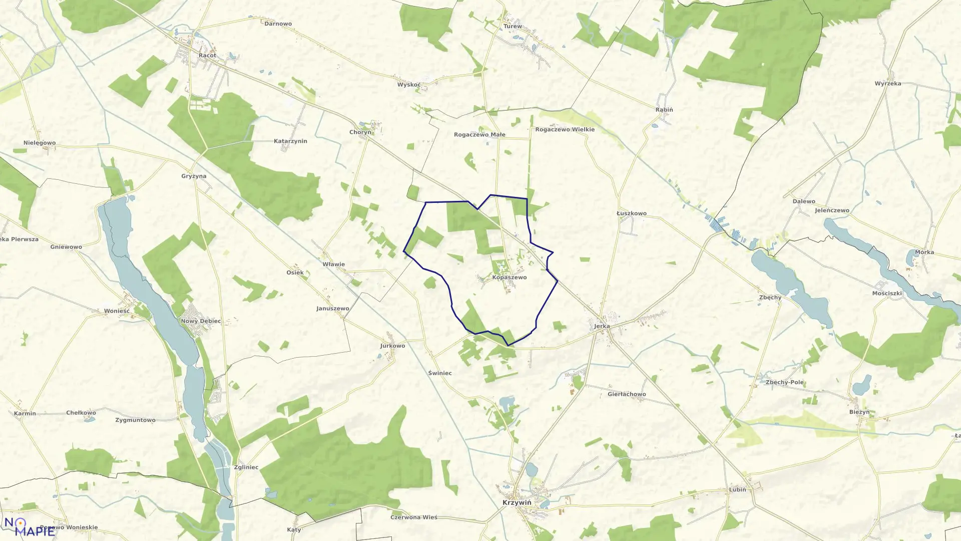 Mapa obrębu KOPASZEWO w gminie Krzywiń